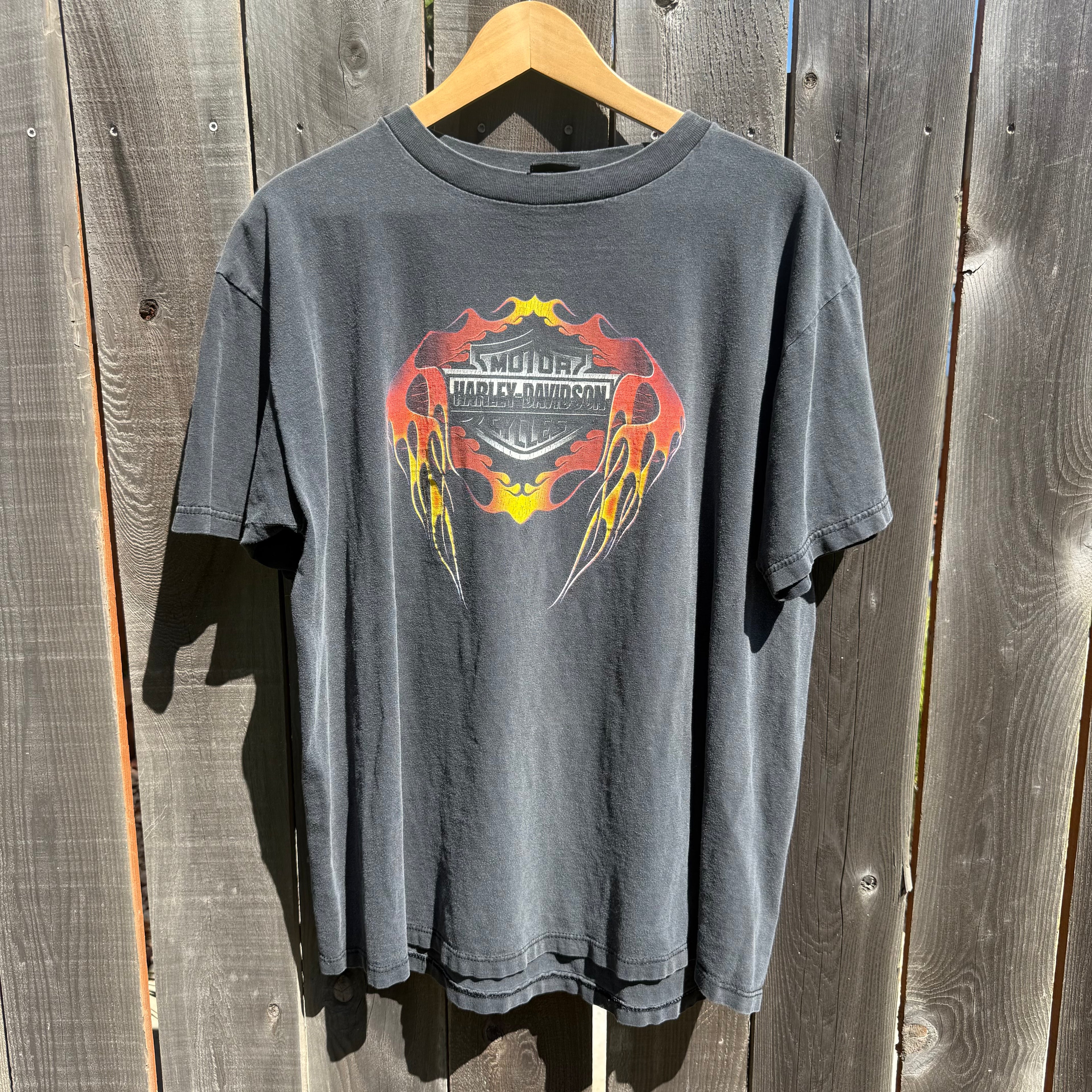 1990s Harley Davidson of Scotland flame graphic black tshirt (XL)