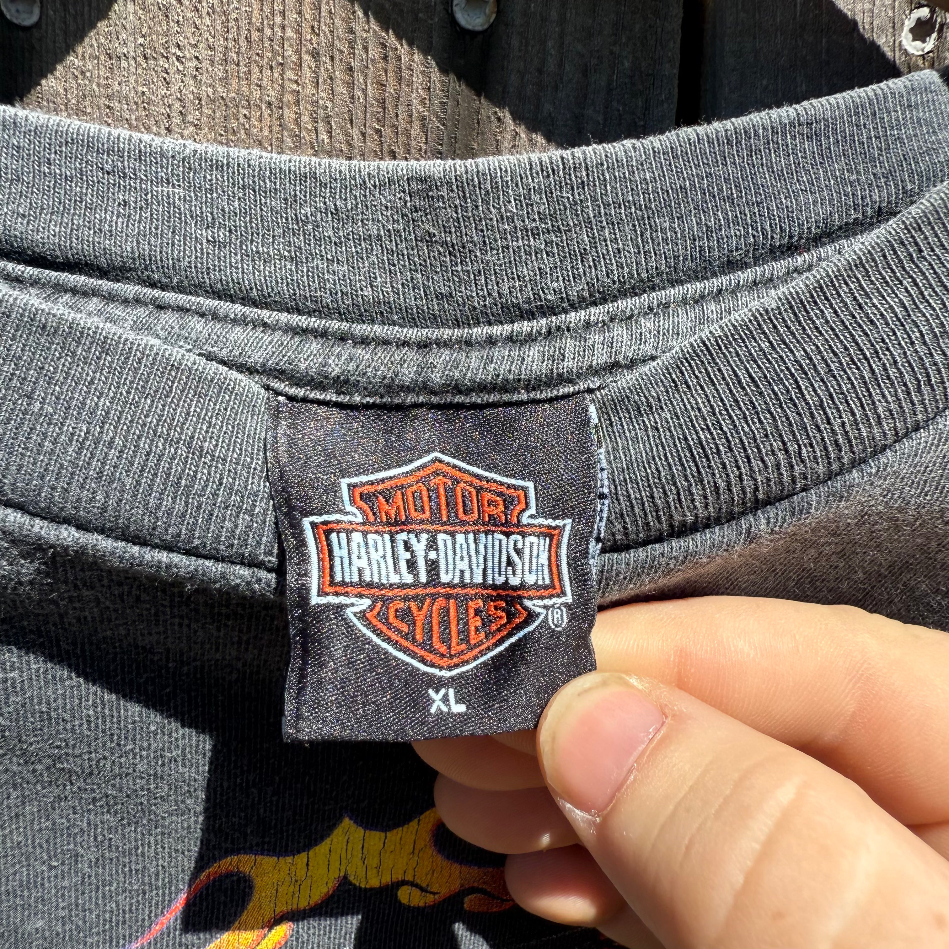 1990s Harley Davidson of Scotland flame graphic black tshirt (XL)